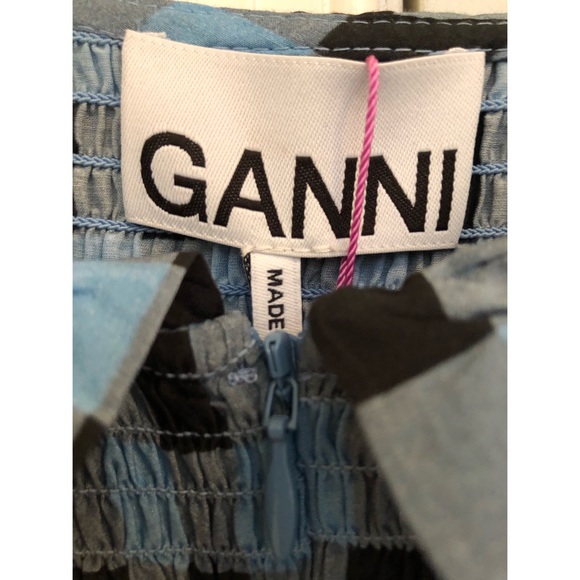 BNWT Ganni Printed Smocked Cotton-Blend Midi Dress - Picture 4 of 6